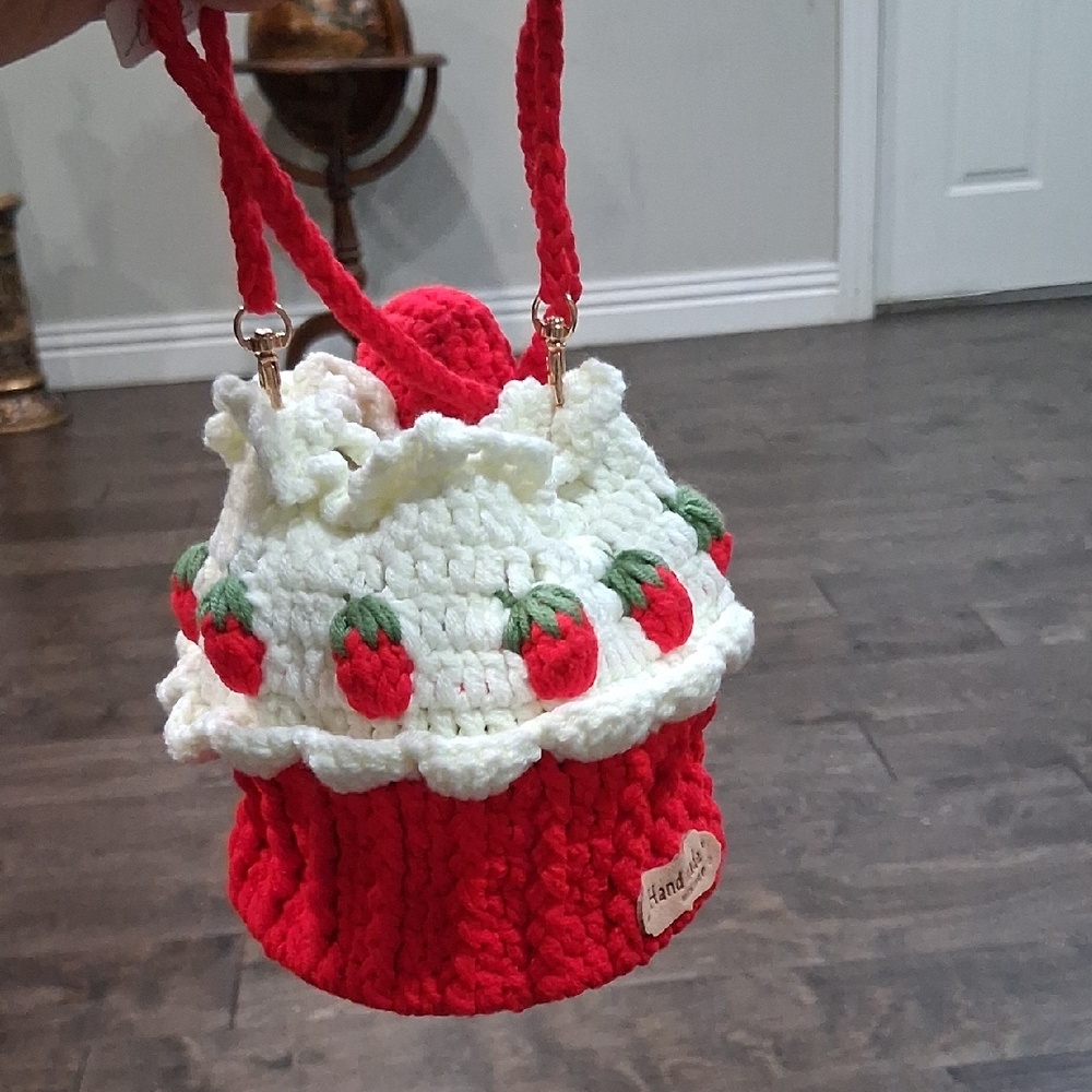AND Red and White Crochet Mini Bag